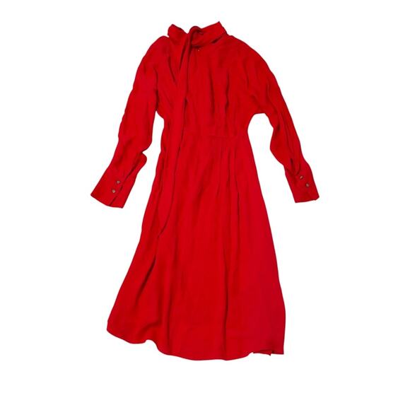 NWT Jason Wu Tie Neck Red Dress - As Seen on The View - Size 8 Midi Length - Picture 1 of 16
